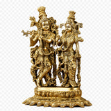 AONA brass Radha Krishna together statue, 14 in; detailed figures with jewelry.