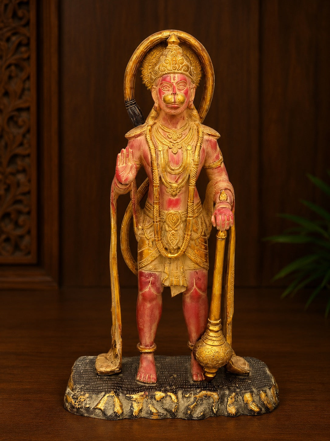 Brass Standing Lord Hanuman In Blessing Gesture (Height:25 Inches)