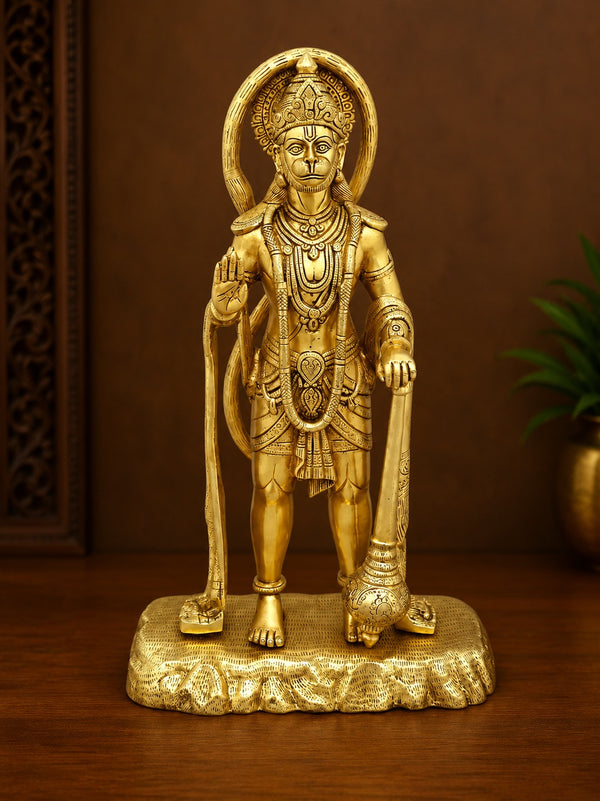 Brass Standing Lord Hanuman In Blessing Gesture (Height:25 Inches)