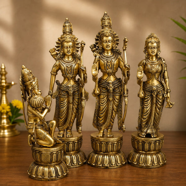 Brass Ram Darbar Fine Carved Statue with Golden Finish (Height: 23 Inches)