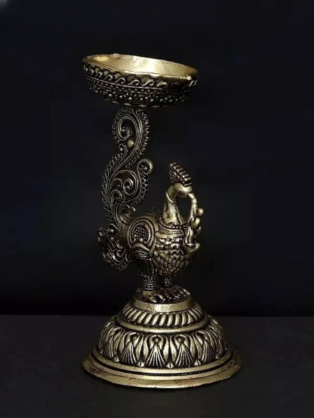 Brass Superfine Small Peacock Diya statue (Height : 5 Inches)