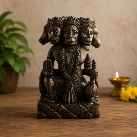 Karungali Panchamukhi Hanuman Idol (Height: 6.3 Inches)