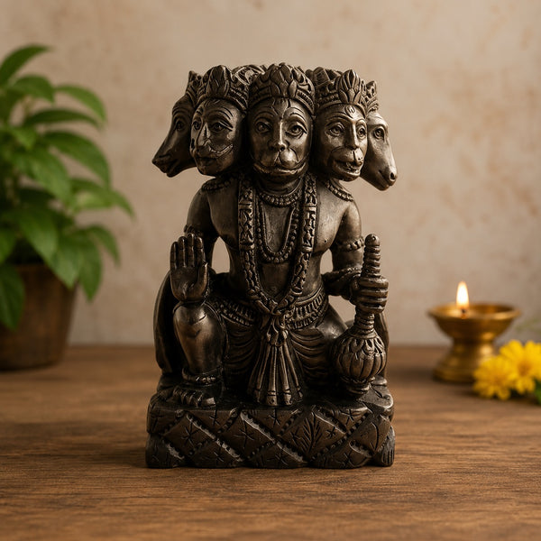 Karungali Panchamukhi Hanuman Idol (Height: 6.3 Inches)