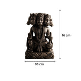 5-faced Hanuman idol, dark bronze seated; size 10 x 16 cm