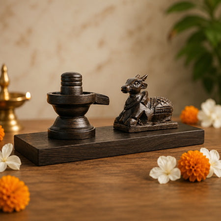 Karungali small Shiva Lingam with Nandi Statue