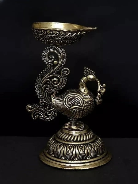 Brass Superfine Small Peacock Diya statue (Height : 5 Inches)