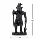 Ebony wood Varaha Swamy idol, dark carved front figure; 10 cm tall, 5 cm wide.