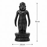 Ebony wood Ayyappa idol statue, dark carved figure; 10 cm tall, 3.8 cm base