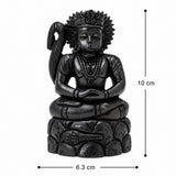 Seated Hanuman statue, dark bronze finish; size 10 cm tall, 6.3 cm wide