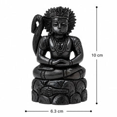 Seated Hanuman statue, dark bronze finish; size 10 cm tall, 6.3 cm wide