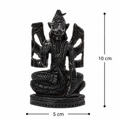 Black Varahi Amman figurine, seated pose, 5 cm wide, 10 cm tall