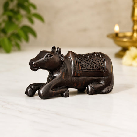 Authentic Karungali Nandi Bull Figurine (Height :3 Inches)