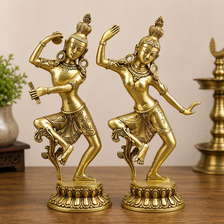 Brass Shiva Parvati Dance Form Idol with Smooth Golden Finish (Height:16.5 Inches)