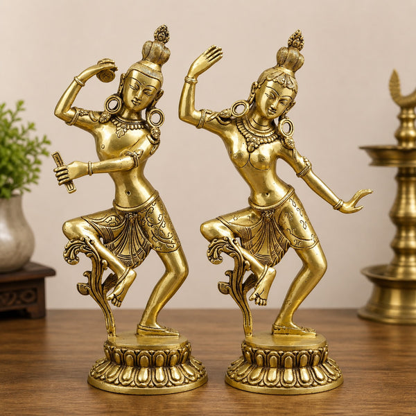 Brass Shiva Parvati Dance Form Idol with Smooth Golden Finish (Height:16.5 Inches)