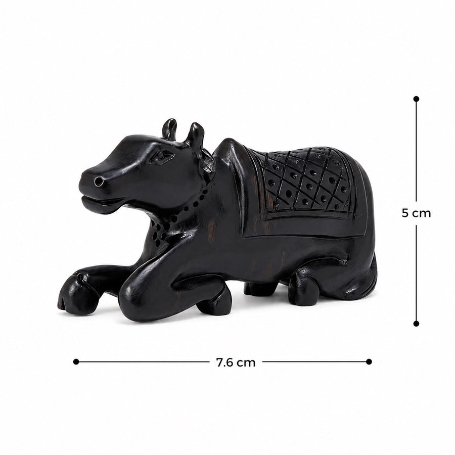 Authentic Karungali Nandi Bull Figurine (Height :4 Inches) Craft Detail