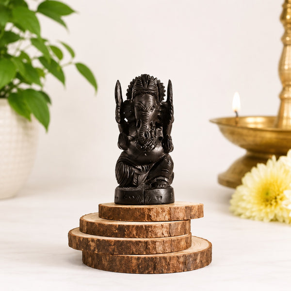 Divine Lord Ganesha Idol in Premium Karungali (Ebony Wood)