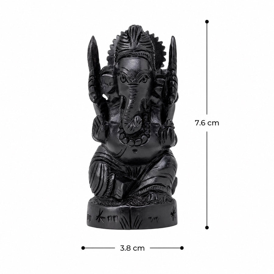 Divine Lord Ganesha Idol in Premium Karungali (Ebony Wood) Craft Detail
