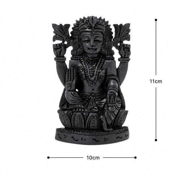 Sacred Karungali Lakshmi Ji Statue with Lotus Pedestal Entryway Setting