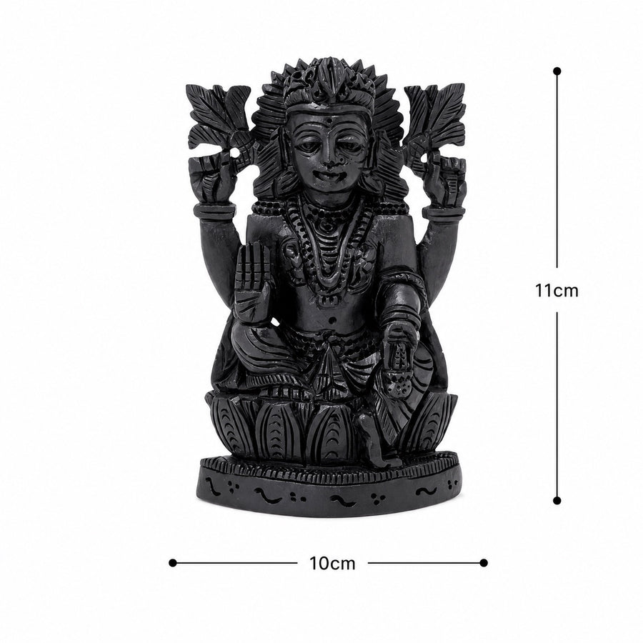 Sacred Karungali Lakshmi Ji Statue with Lotus Pedestal Craft Detail