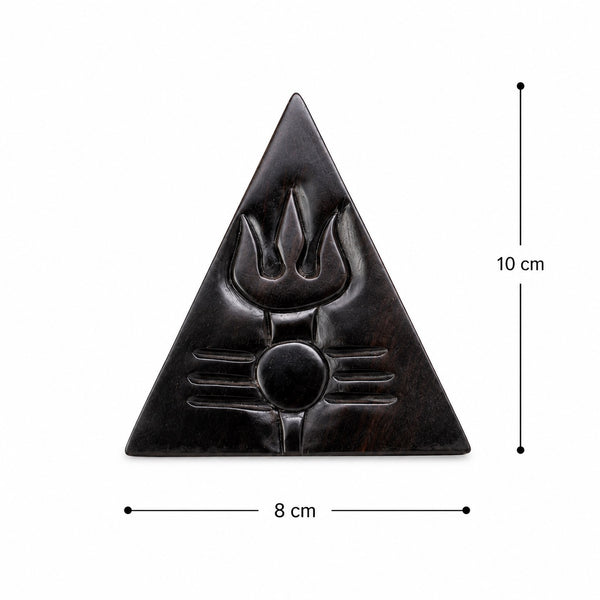Sacred Karungali Shivling with Trishul Symbol – Ebony Wood Study Setting