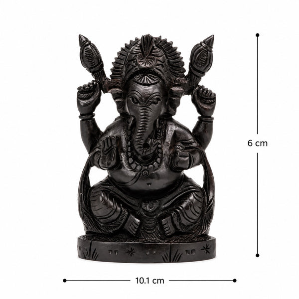 Sacred Karungali Lord Ganesha Statue with Draped Stole Entryway Setting