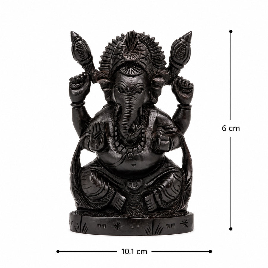 Sacred Karungali Lord Ganesha Statue with Draped Stole Craft Detail