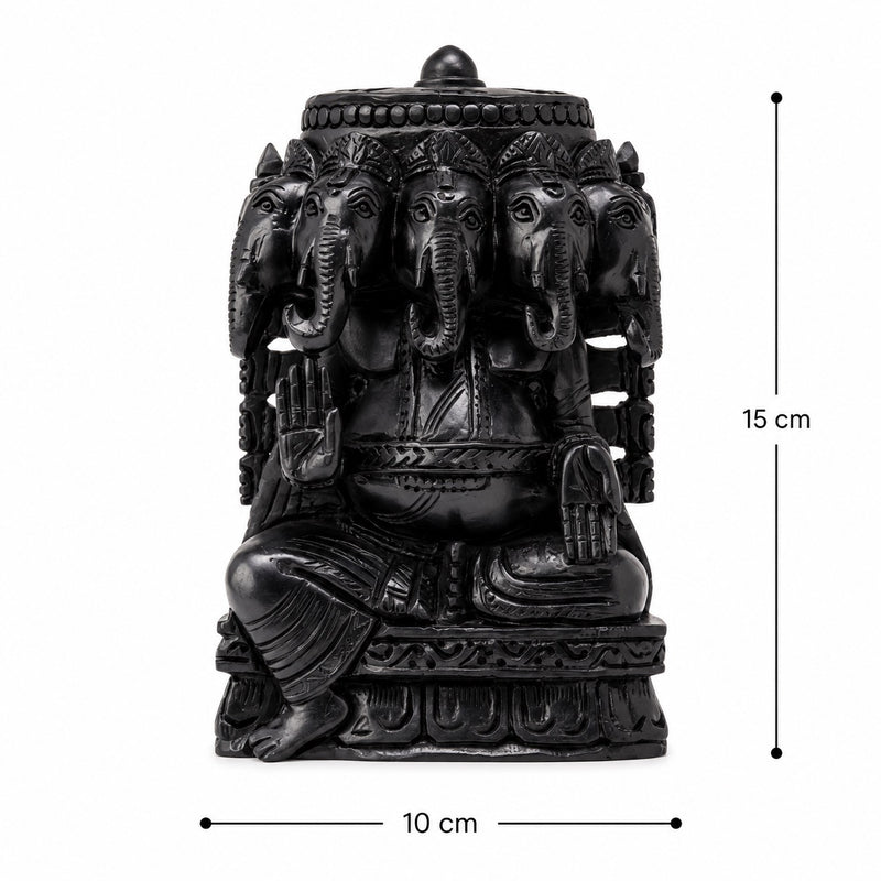 Premium Karungali Panchamukhi Ganesh Idol – Black Ebony Wood