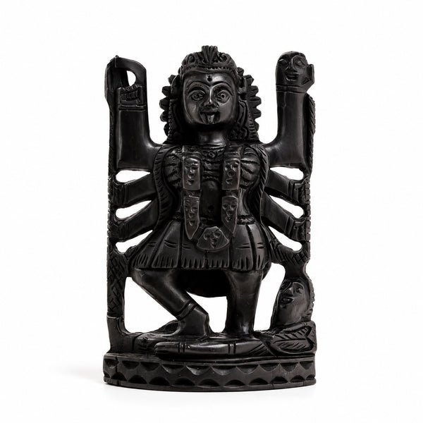 Divine Kali Devi Idol in Karungali Wood Study Setting