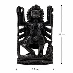 Dark carved deity idol figurine, 10 cm tall and 6.3 cm wide