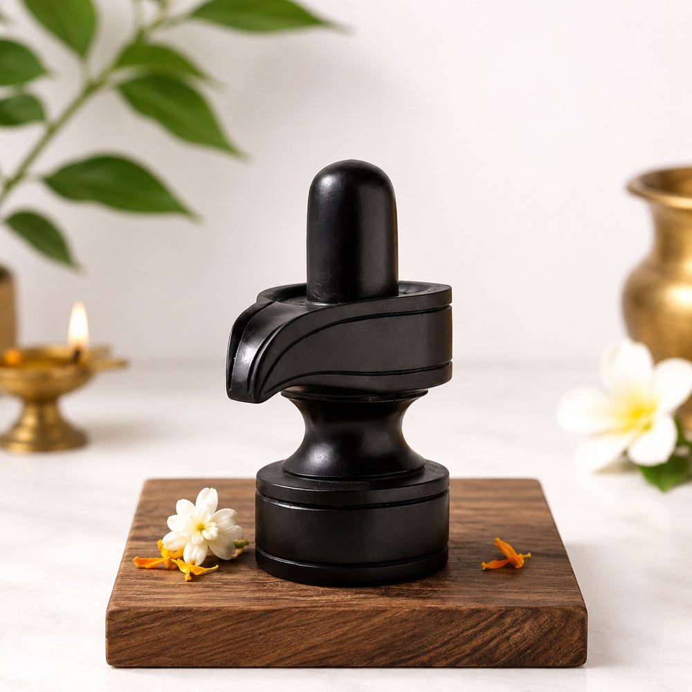 Sacred Karungali Shivling Idol – Natural Ebony Wood (Height: 1 Inches)