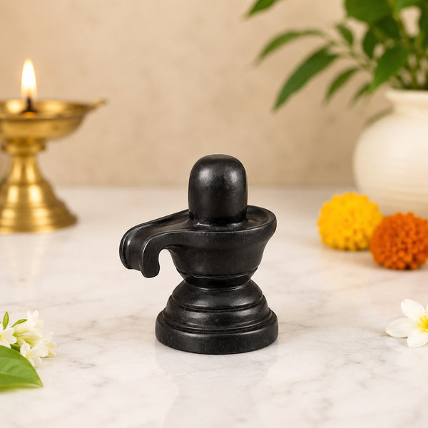 Sacred Karungali Shivling Idol – Natural Ebony Wood (Height: 2.7 Inches)