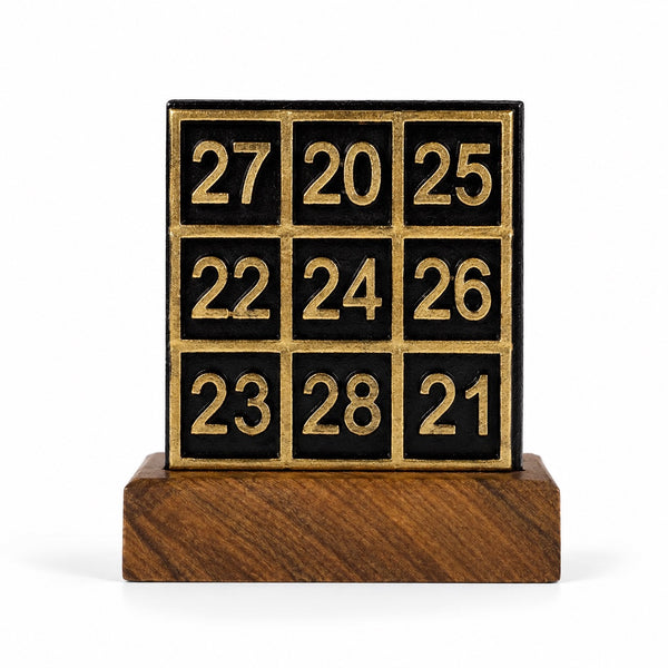 Sacred Kuber Sankhya Yantra | Handcrafted Karungali (Ebony Wood) (Height :2.3 Inches)