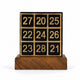 Kuber Sankhya Yantra wooden number board with gold squares and dark base