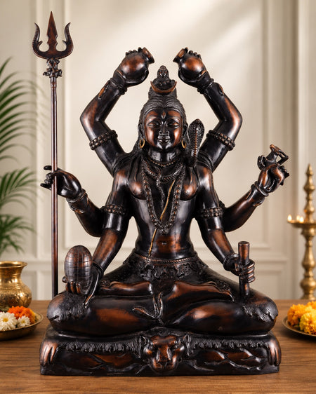Superfine Brass Six-Armed Lord Shiva Statue (Height: 30 Inches)