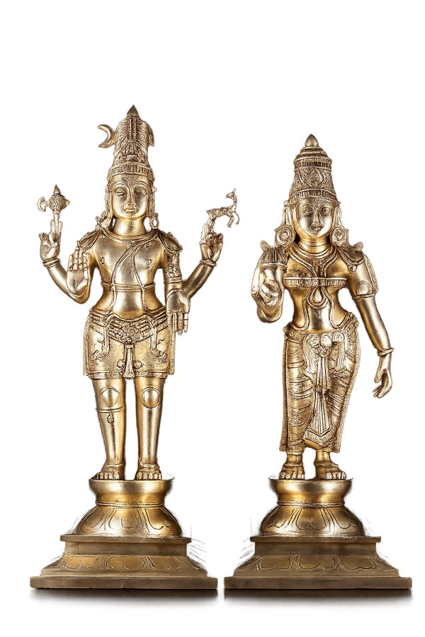 Superfine Brass Shiva Parvati Kalyana Murti – Sacred Divine Wedding Statue (Height: 32 Inches)