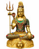 Handcrafted Brass Lord Shiva Statue with Elegant Stonework (Height: 35 Inches)