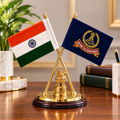 Premium Indian and Income Tax Department Table Flag Set with Ashoka Stambh Emblem