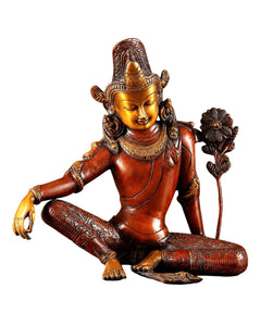Premium Brass Tibetan Chenrezig (Avalokiteshvara) Bodhisattva Statue (Height: 10.8 Inches)