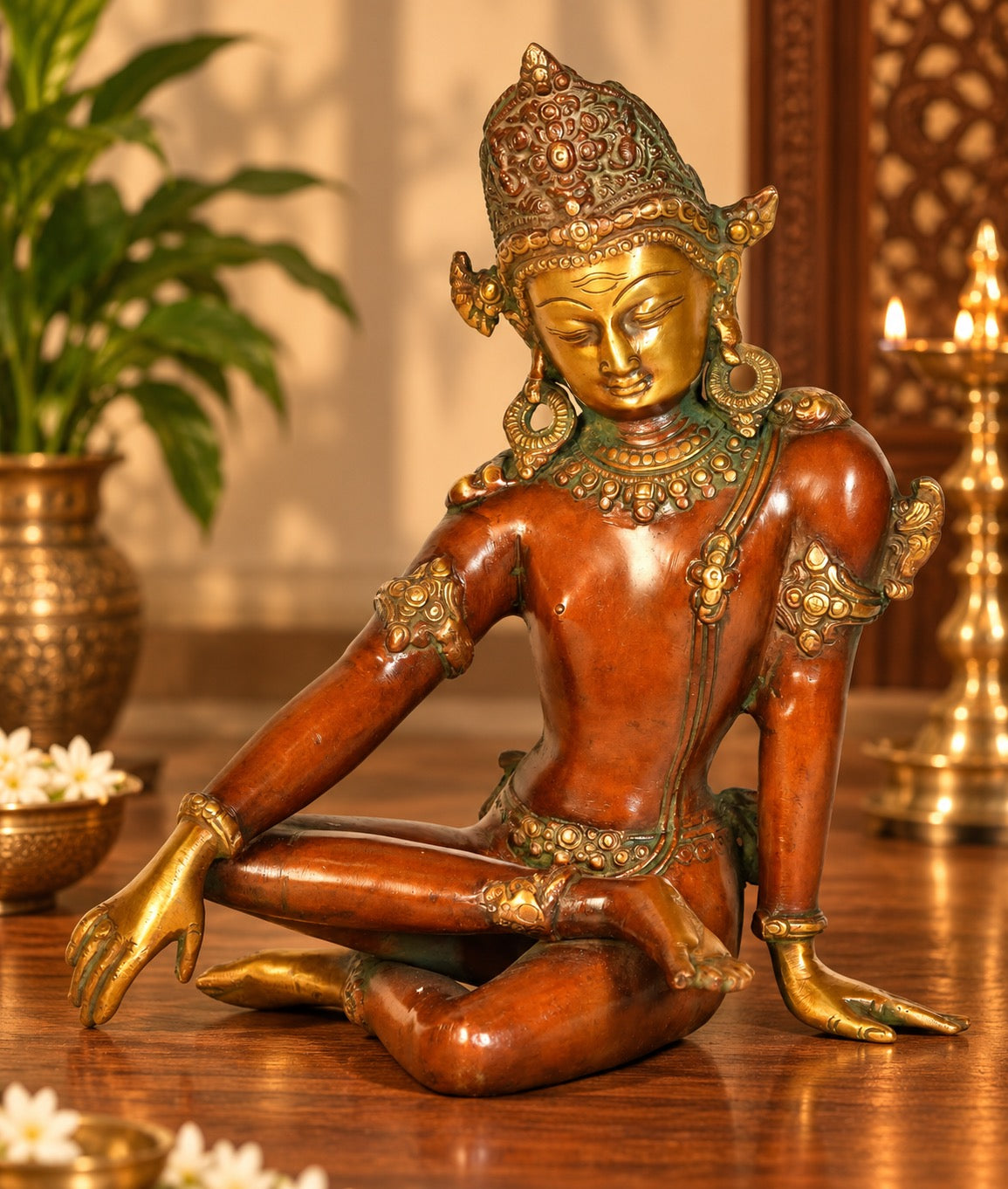 Brass Lord Indra Dev Statue for Vastu and Traditional Décor (Height: 10 Inches)