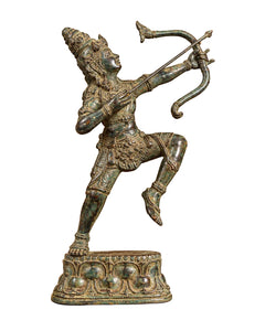 Vintage Indonesian Bronze Lord Rama Shooting Arrow Sculpture – Traditional Collectible Statue (Height: 12 Inches)
