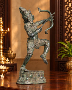Vintage Indonesian Bronze Lord Rama Shooting Arrow Sculpture – Traditional Collectible Statue (Height: 12 Inches)