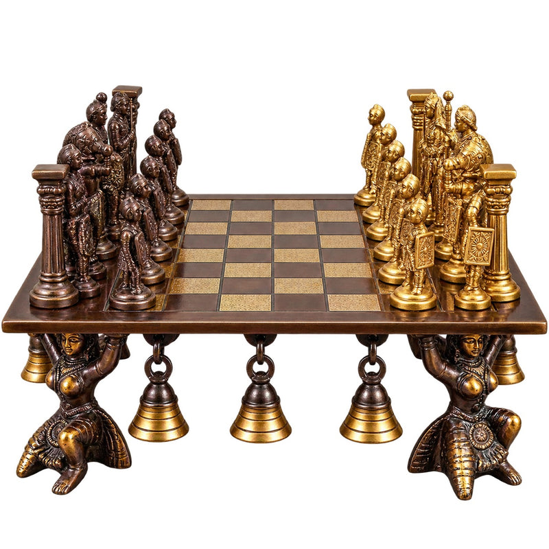 Handcrafted Pure Brass Chess Set | Classic Antique Finish (Height: 3.5 Inches)