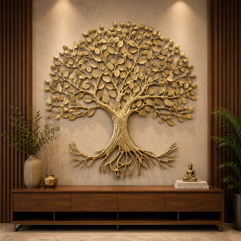Handcrafted Brass Kalpavriksha | Symbolic Tree of Life Sculpture