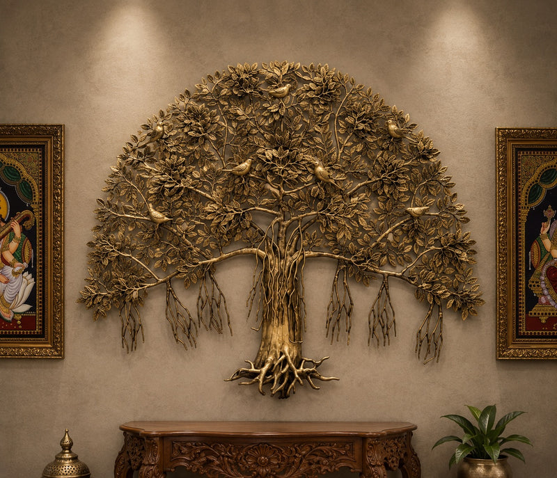 Brass Tree of Life (Kalpavriksha) | Smooth-Finish Hanging (Height: 36 Inches)