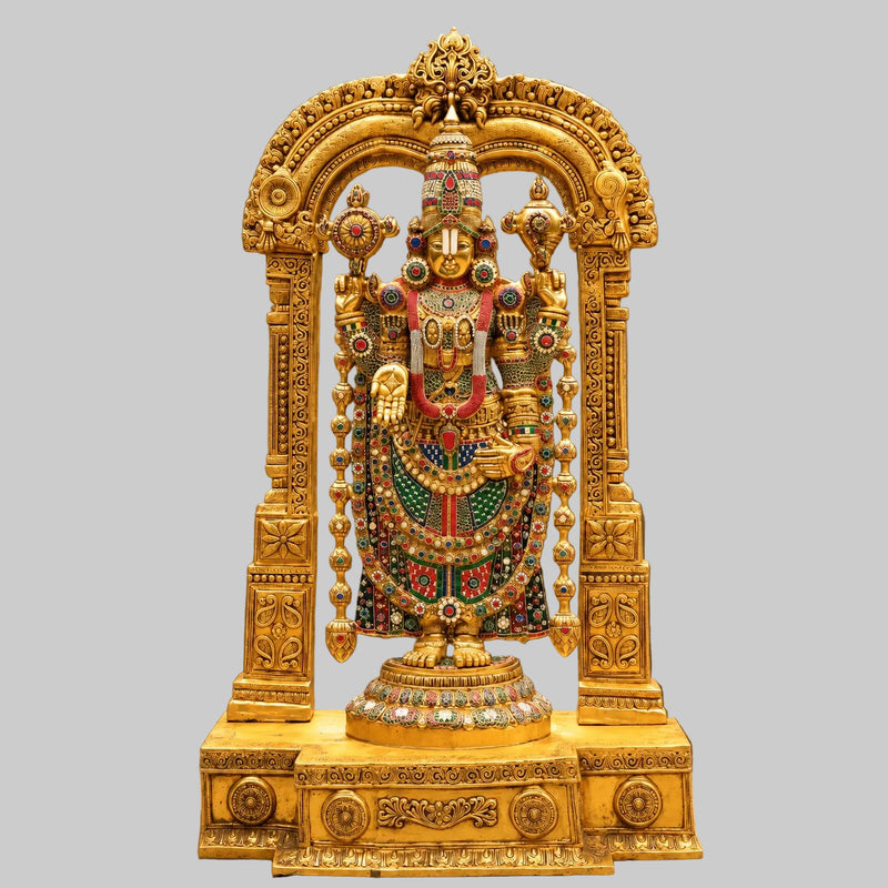 Handcrafted Brass Tirupati Balaji Idol | Intricate Temple-Style Sculpture (Height: 60 Inches)
