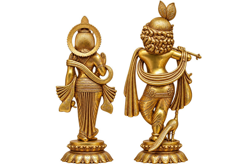 Brass Divine Radha Krishna Idol | Symbol of Eternal Love & Devotion (Height: 27 Inches)