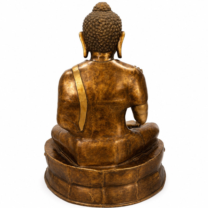 Brass Handcrafted Buddha Idol in Vitakra Mudra | Serenity, Wisdom & Prosperity (Height: 67 Inches)