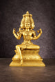Seated Lord Brahma Skulptur aus Messing, 16 Zoll, vierköpfige Figur mit offenen Händen