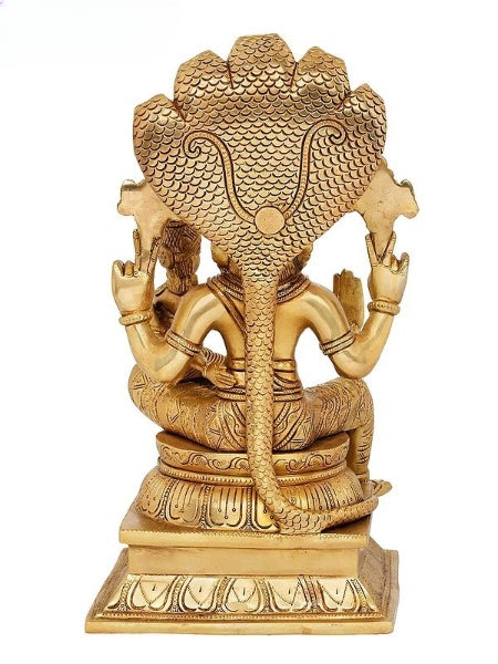 Brass Bhagawan Narasimha With Bhudevi (Height: 13 Inches) Study Setting