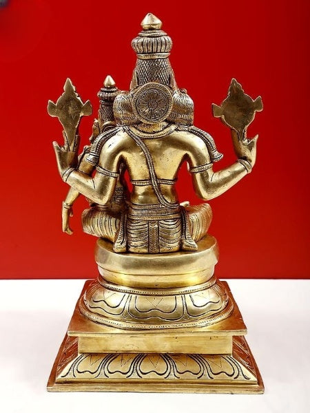 Natural Brass Narasimha with Lakshmi (Height: 15 Inches)